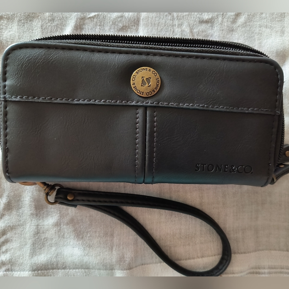 Stone & Co. Leather Double Zip Clutch/Wristlet